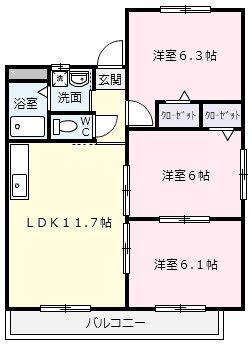 ドリームスペースはば(3LDK/3階)の間取り写真