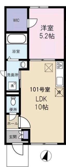 プリムローズ(1LDK/1階)の間取り写真
