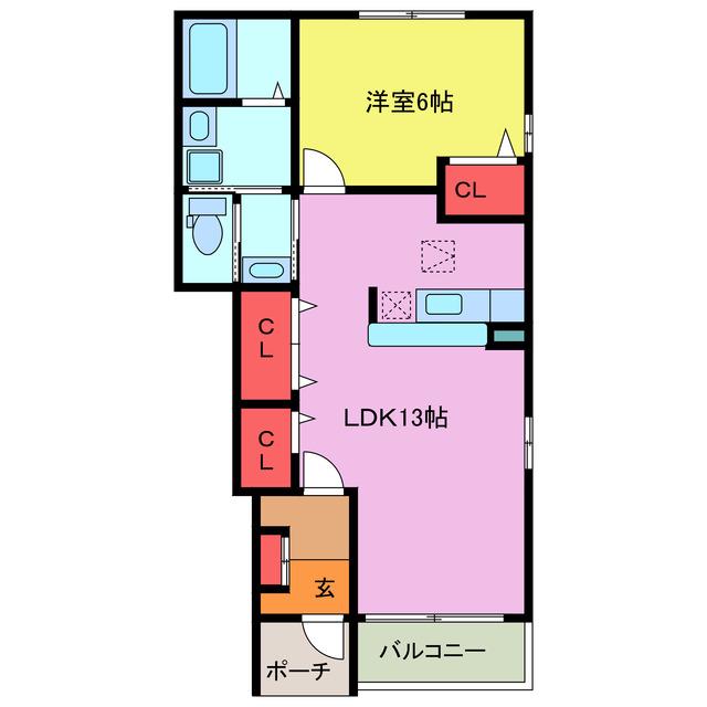 カン・カーロ (1LDK/1階)の間取り写真