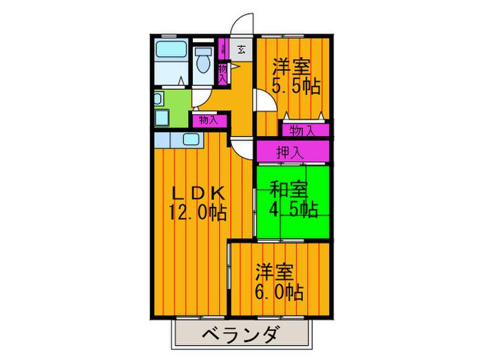 アンド・ユー交野A 2棟(3LDK/2階)の間取り写真