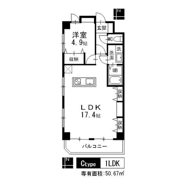レジデンス安藤II(1LDK/1階)の間取り写真
