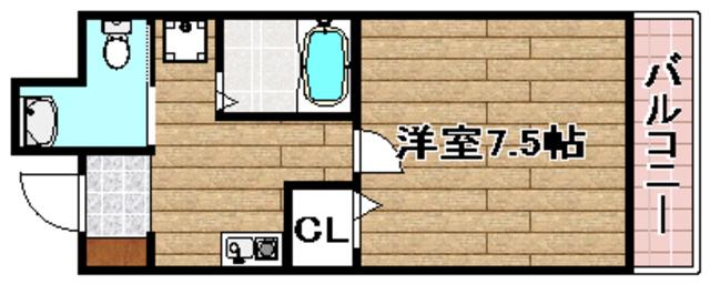 グランベール京口(1K/5階)の間取り写真