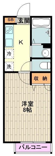 グランレーヴ(1K/2階)の間取り写真