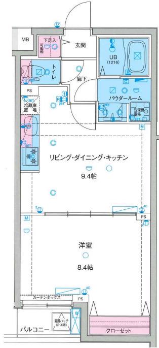 MAXIV亀戸水神GENOVIA SKYGARDEN(1LDK/1階)の間取り写真