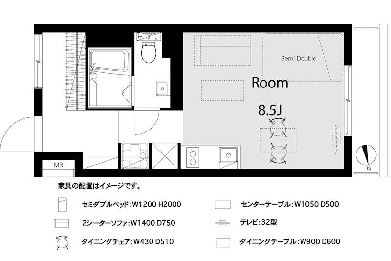 ソアール方南町(ワンルーム/2階)の間取り写真
