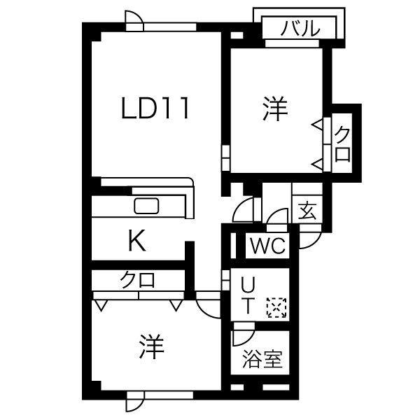 アミティコート(2LDK/3階)の間取り写真