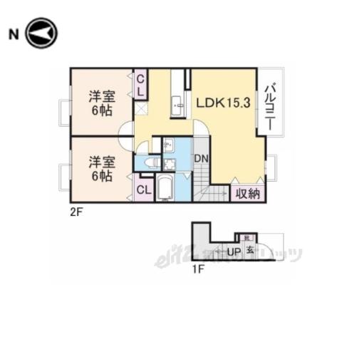 サニーヴィラ(2LDK/2階)の間取り写真