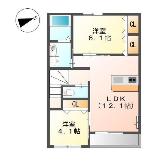ドリームハウス(2LDK/2階)の間取り写真