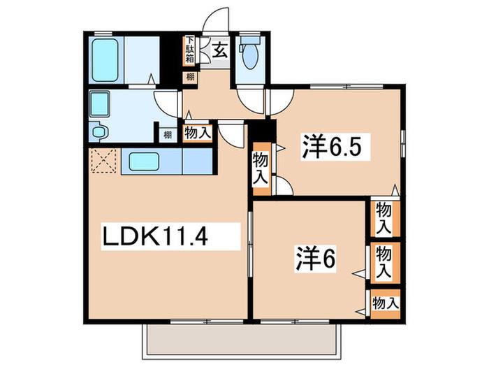 エクセルハイムA(2LDK/2階)の間取り写真