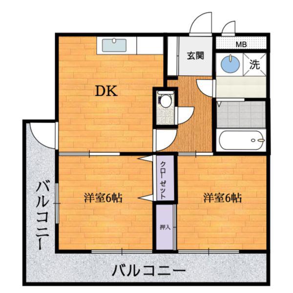 プレジュール99(2LDK/3階)の間取り写真