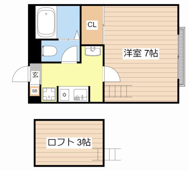 ゼフィール(1K/2階)の間取り写真