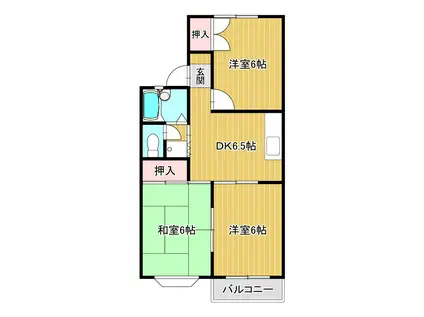 ジュネスハイム(3DK/2階)の間取り写真