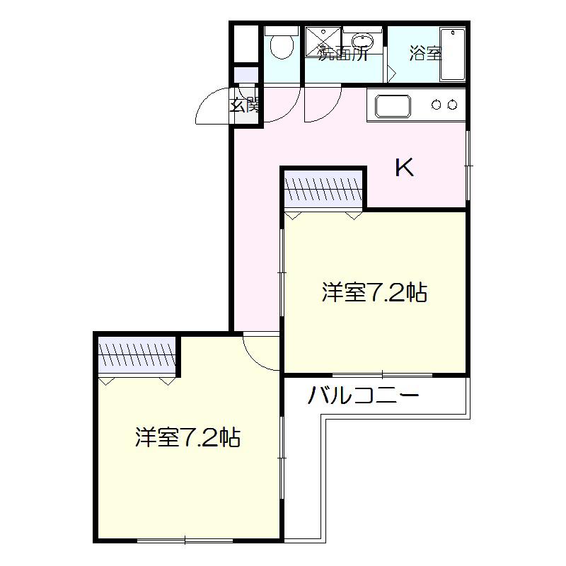 騎射場パークマンションM(2K/4階)の間取り写真