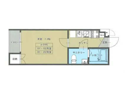 アート・ヴィラージュ(1K/1階)の間取り写真