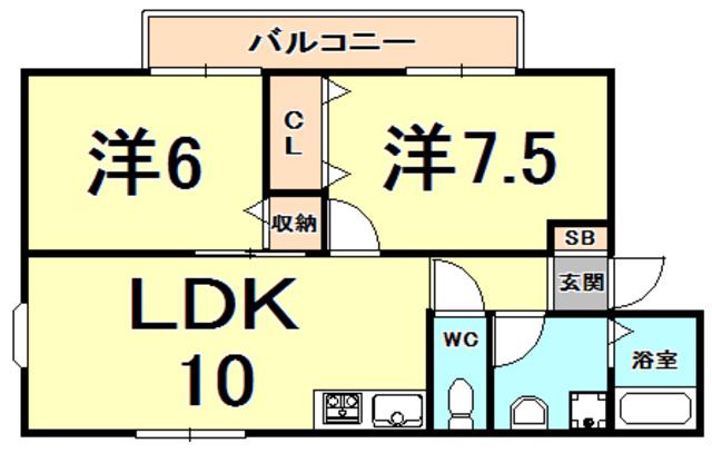 WILL J(2LDK/1階)の間取り写真