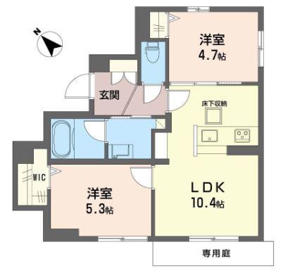 クレドール江ノ島(2LDK/1階)の間取り写真
