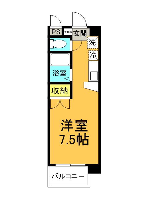 ロイヤルパレス清水台(1K/2階)の間取り写真