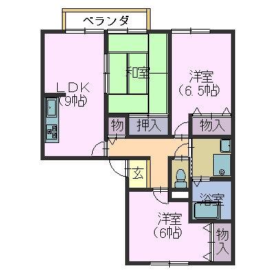 ソシアB(3LDK/3階)の間取り写真