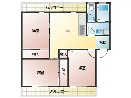 コーポシンワ(3DK/2階)の間取り写真