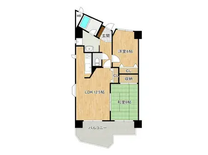 ピュアライフビル(2LDK/5階)の間取り写真