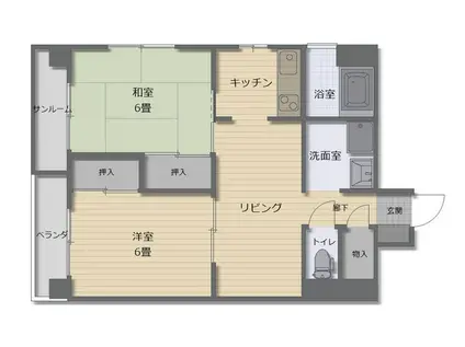 グリーンピア台町(2LDK/8階)の間取り写真