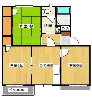 メゾンたちばな(3DK/2階)の間取り写真