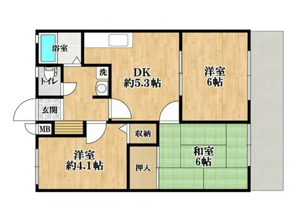 ハイツプレステージ(3DK/1階)の間取り写真