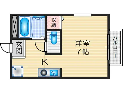 ルミエール円山(1K/1階)の間取り写真