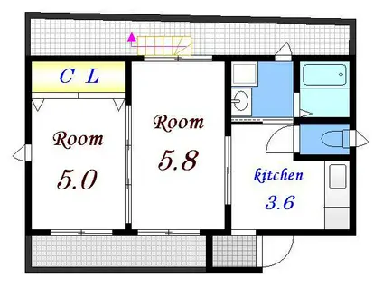 アイランドビル14(2DK/3階)の間取り写真