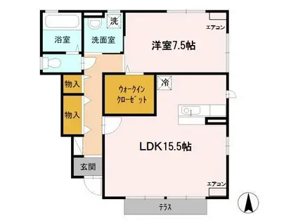 カーサ フェリーチェ I(1LDK/1階)の間取り写真