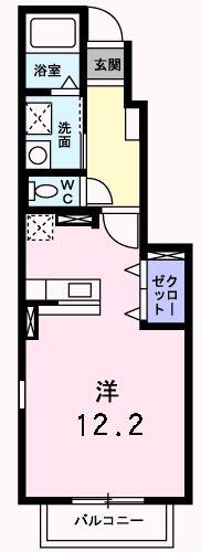 アウローラ・ブリッサ(ワンルーム/1階)の間取り写真