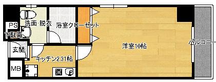 アンプレッシオン十日市(1K/6階)の間取り写真