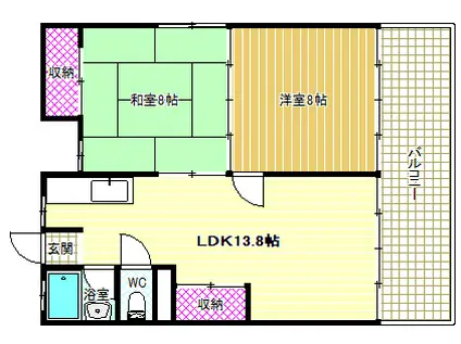 東部マンション(2LDK/2階)の間取り写真