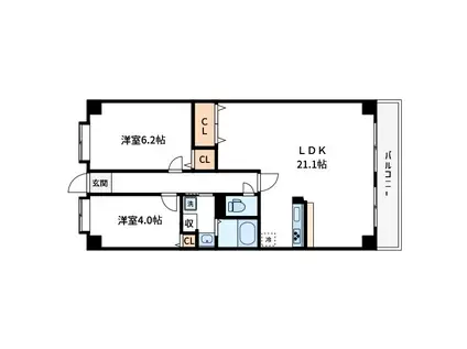 リヴィエール(2LDK/1階)の間取り写真