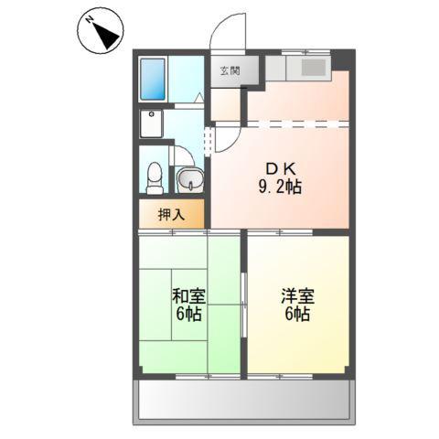 パレスさくらA(2DK/1階)の間取り写真