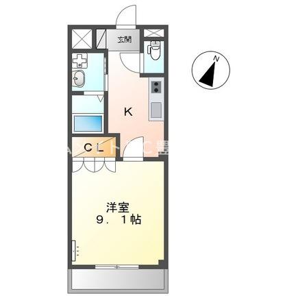 グランシャリオ一色(1K/2階)の間取り写真