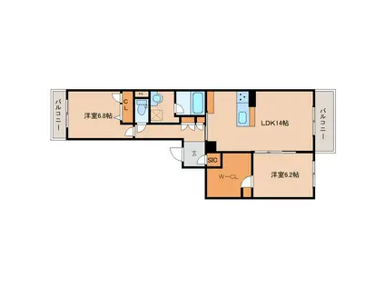 シャーメゾン 新大宮(2LDK/2階)の間取り写真