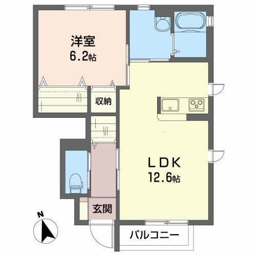 ドエル・サーラ B(1LDK/1階)の間取り写真