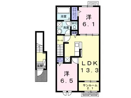 ファルファーラI(2LDK/2階)の間取り写真