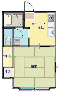 ユーハイツ(1K/1階)の間取り写真