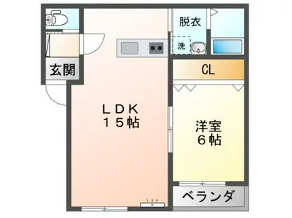 Mハイツ中島7(1LDK/1階)の間取り写真