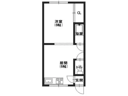 ノースコート本通II(1DK/1階)の間取り写真