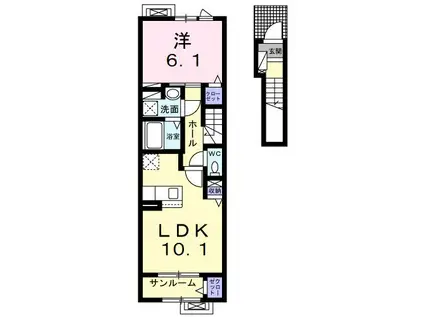 ラウレア(1LDK/2階)の間取り写真