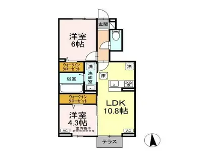 リベール鳴神(2LDK/1階)の間取り写真