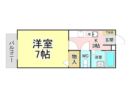 カンパーニュ出屋敷II(1K/2階)の間取り写真