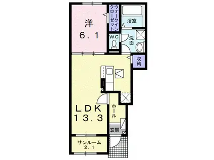 MINICOII(1LDK/1階)の間取り写真