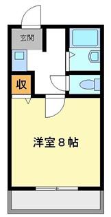 グランドヒル C棟(1K/2階)の間取り写真