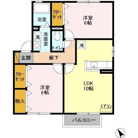パストラーレAB(2LDK/2階)の間取り写真