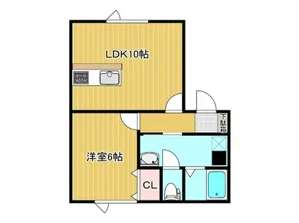 ローヤルハイム光西(1LDK/2階)の間取り写真