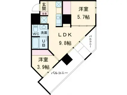 ZEE HAVEN(2LDK/5階)の間取り写真